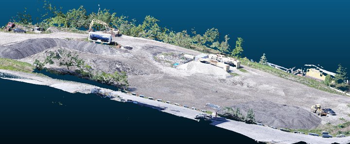3D point-cloud view of a stockpile yard
